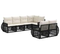 Ensemble de canapés de jardin vidaXL, 7 pièces, couleur noire et crème