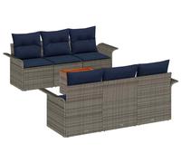 Ensemble de canapés de jardin vidaXL, 7 pièces, gris et bleu marine, en polyrotin