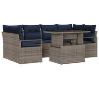 vidaXL Ensemble de canapé de Jardin 7 pcs Gris et Bleu Marine, Ensemble de Meubles de Jardin Tendance, canapés d’extérieur Modernes, modulaires et résistants aux intempéries