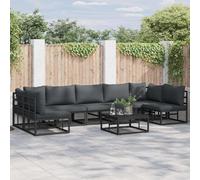 Ensemble de canapés de jardin vidaXL, 7 pièces, noir, aluminium