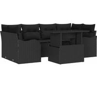 Ensemble de canapés de jardin vidaXL, 7 pièces, noir, en résine tressée