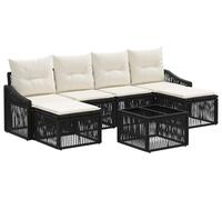 Ensemble de canapés de jardin vidaXL, 7 pièces, noir, en résine tressée