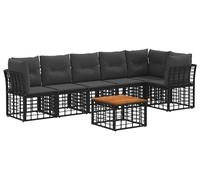 Ensemble de canapés de jardin vidaXL, 7 pièces, noir et gris foncé, en polyrotin