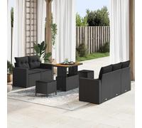 vidaXL Ensemble de canapé de jardin 8 pièces avec coussins Noir poly rotin