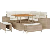 Ensemble de canapés de jardin vidaXL, 8 pièces, 7 places, beige et crème, en polyrotin