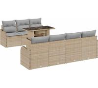 Ensemble de canapés de jardin vidaXL, 8 pièces, 7 places, couleur beige, en polyrotin