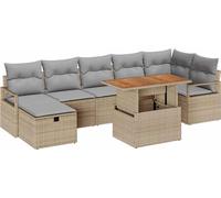 Ensemble de canapés de jardin vidaXL, 8 pièces, beige, en polyrotin