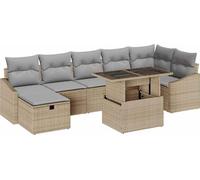 Ensemble de canapés de jardin vidaXL, 8 pièces, beige, en polyrotin