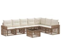 Ensemble de canapés de jardin vidaXL, 8 pièces, beige et blanc crème, en polyrotin