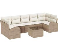 Ensemble de canapés de jardin vidaXL, 8 pièces, beige et crème, 289 x 124 x 69 cm