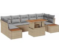 vidaXL - Ensemble de canapés de jardin 8 pièces avec coussins - Beige et gris