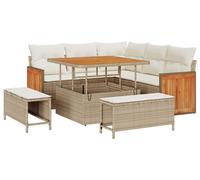 Ensemble de canapés de jardin vidaXL, 8 pièces, couleur beige et crème, pour 8 personnes