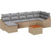 Ensemble de canapés de jardin vidaXL, 8 pièces, en polyrotin beige et gris clair
