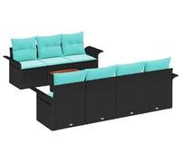 Ensemble de canapés de jardin vidaXL, 8 pièces, en polyrotin noir et turquoise