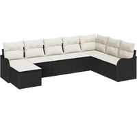 Ensemble de canapés de jardin vidaXL, 8 pièces, en résine tressée noire et blanche
