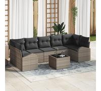 Ensemble de canapés de jardin vidaXL, 8 pièces, gris, 289 x 124 x 69 cm, rotin synthétique
