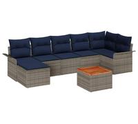 Ensemble de canapés de jardin vidaXL, 8 pièces, gris et bleu marine, en polyrotin