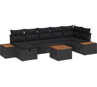 Ensemble de canapés de jardin vidaXL, 8 pièces, noir, en résine tressée