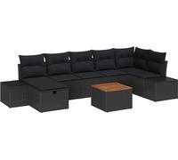 Ensemble de canapés de jardin vidaXL, 8 pièces, noir, en résine tressée