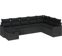 Ensemble de canapés de jardin vidaXL, 8 pièces, noir, en résine tressée