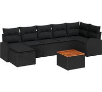 Ensemble de canapés de jardin vidaXL, 8 pièces, noir, en résine tressée