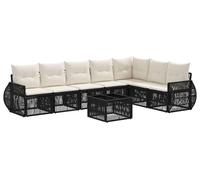Ensemble de canapés de jardin vidaXL, 8 pièces, noir et blanc crème, en polyrotin