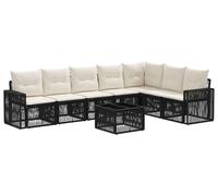 Ensemble de canapés de jardin vidaXL, 8 pièces, noir et blanc crème, en polyrotin