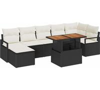 Ensemble de canapés de jardin vidaXL, 8 pièces, noir et crème