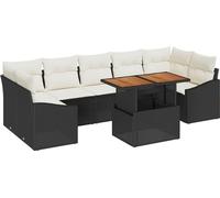 Ensemble de canapés de jardin vidaXL, 8 pièces, noir et crème
