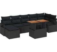 Ensemble de canapés de jardin vidaXL, 8 pièces, noir et marron