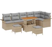 Ensemble de canapés de jardin vidaXL, 9 pièces, beige, en polyrotin