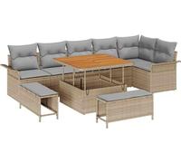 Ensemble de canapés de jardin vidaXL, 9 pièces, beige, en polyrotin