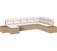 Ensemble de canapés de jardin vidaXL, 9 pièces, couleur beige et crème, revêtus de résine tressée, capacité de 8 personnes