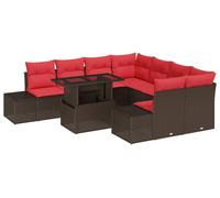Ensemble de canapés de jardin vidaXL, 9 pièces, couleur marron, en polyrotin