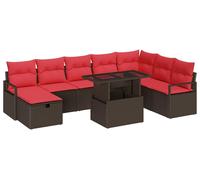 Ensemble de canapés de jardin vidaXL, 9 pièces, couleur marron, en polyrotin