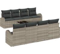 Ensemble de canapés de jardin vidaXL, 9 pièces, en polyrotin gris clair et gris foncé