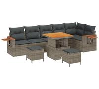 vidaXL Ensemble canapé de jardin 9 pièces gris polyrotin