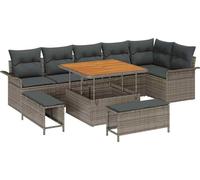 Ensemble de canapés de jardin vidaXL, 9 pièces, gris, en résine tressée