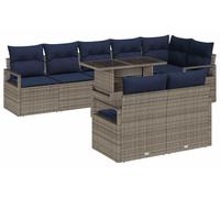 Ensemble de canapés de jardin vidaXL, 9 pièces, gris et bleu marine, en polyrotin