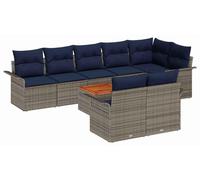 Ensemble de canapés de jardin vidaXL, 9 pièces, gris et bleu marine, en polyrotin