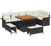Ensemble de canapés de jardin vidaXL, 9 pièces, noir, en résine tressée