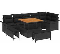 Ensemble de canapés de jardin vidaXL, 9 pièces, noir, en résine tressée