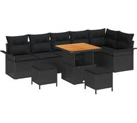 Ensemble de canapés de jardin vidaXL, 9 pièces, noir, en résine tressée