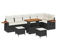 vidaXL Ensemble canapé de jardin 9 pcs noir poly rotin