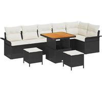 Ensemble de canapés de jardin vidaXL, 9 pièces, noir, en résine tressée
