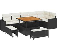 Ensemble de canapés de jardin vidaXL, 9 pièces, noir, en résine tressée