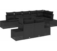Ensemble de canapés de jardin vidaXL, 9 pièces, noir, en résine tressée