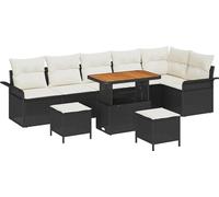 Ensemble de canapés de jardin vidaXL, 9 pièces, noir, en résine tressée