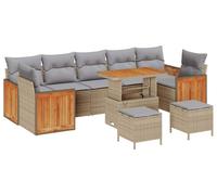 Ensemble de canapés de jardin vidaXL avec coussins (10 pièces), beige et gris clair