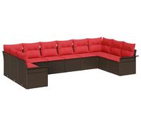 Ensemble de canapés de jardin vidaXL avec coussins (10 pièces), en polyrotin marron